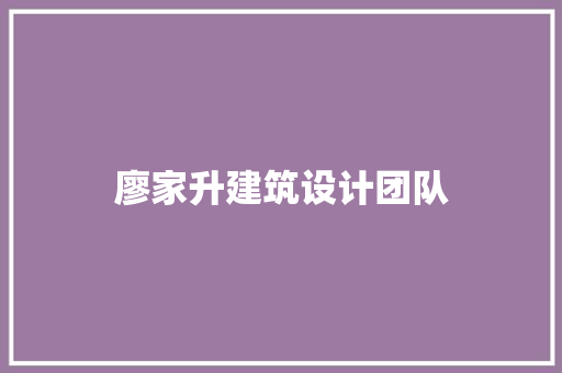 廖家升建筑设计团队 材料设备