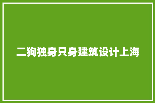二狗独身只身建筑设计上海 常见问题