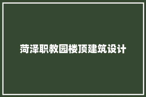 菏泽职教园楼顶建筑设计 常见问题