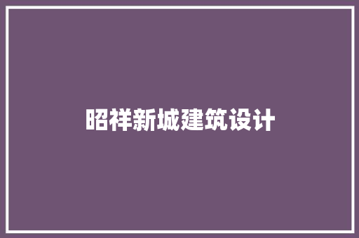 昭祥新城建筑设计