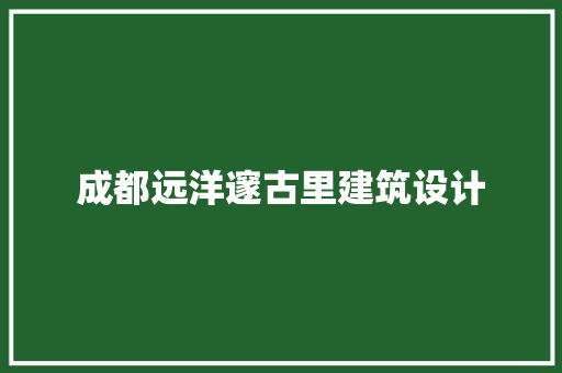 成都远洋邃古里建筑设计 工艺流程