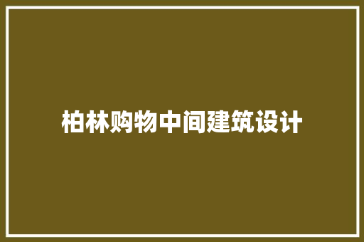 柏林购物中间建筑设计 施工技术