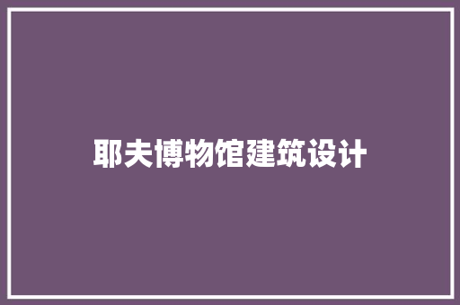 耶夫博物馆建筑设计 施工工艺