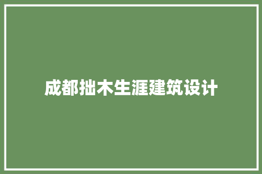 成都拙木生涯建筑设计 工艺流程