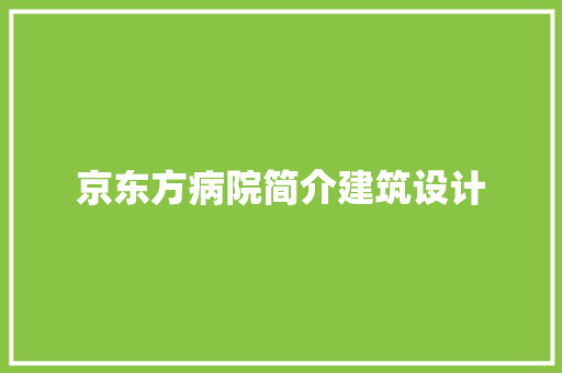 京东方病院简介建筑设计 住宅建筑设计