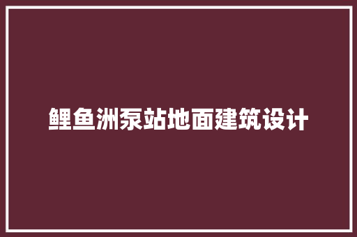 鲤鱼洲泵站地面建筑设计 新型材料