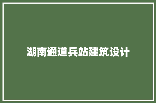 湖南通道兵站建筑设计 建筑设计