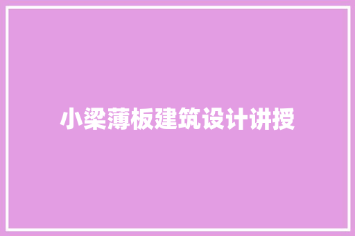 小梁薄板建筑设计讲授 知识问答
