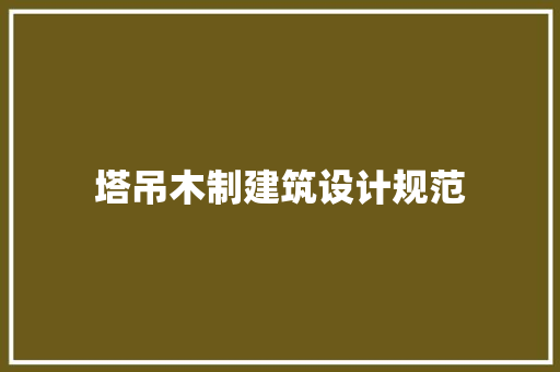 塔吊木制建筑设计规范 常用设备