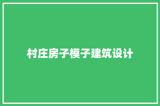 村庄房子模子建筑设计