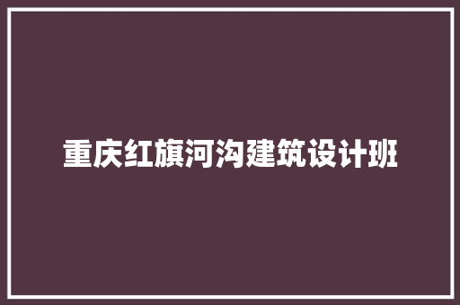 重庆红旗河沟建筑设计班