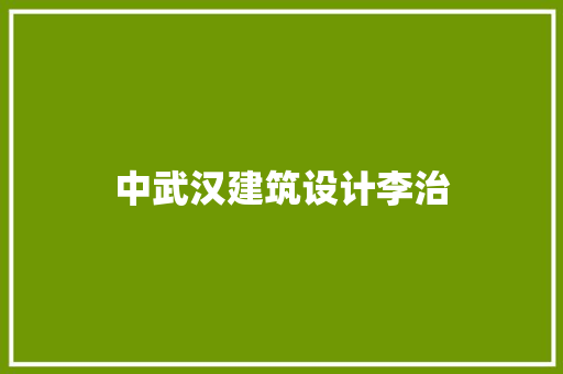 中武汉建筑设计李治