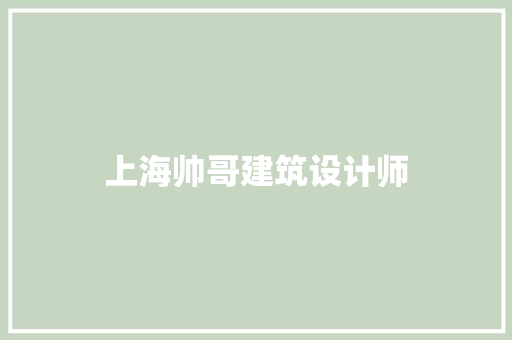 上海帅哥建筑设计师 建筑法规