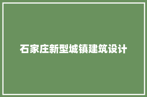 石家庄新型城镇建筑设计 建筑法规