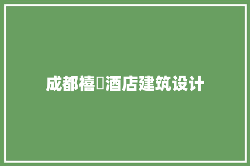 成都禧玥酒店建筑设计 常用设备