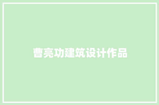 曹亮功建筑设计作品 材料设备