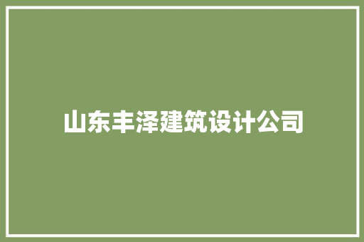 山东丰泽建筑设计公司 设计原则