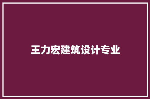 王力宏建筑设计专业 住宅建筑设计