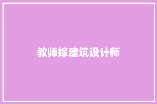 教师嫁建筑设计师 施工工艺