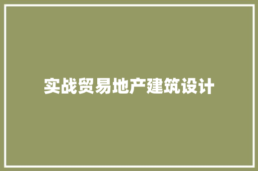 实战贸易地产建筑设计 常见问题