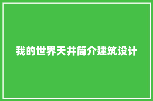 我的世界天井简介建筑设计 设计原则