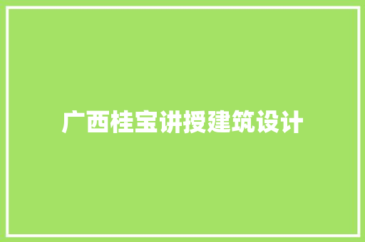 广西桂宝讲授建筑设计 施工工艺