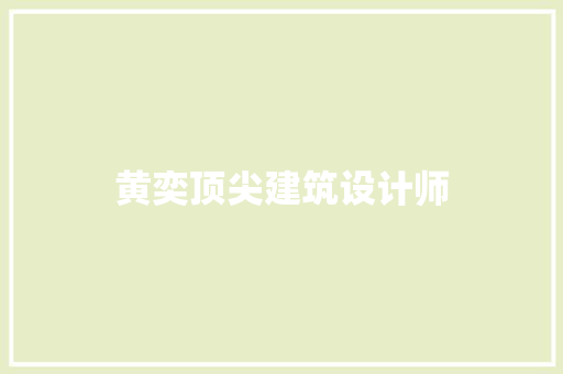 黄奕顶尖建筑设计师 施工管理