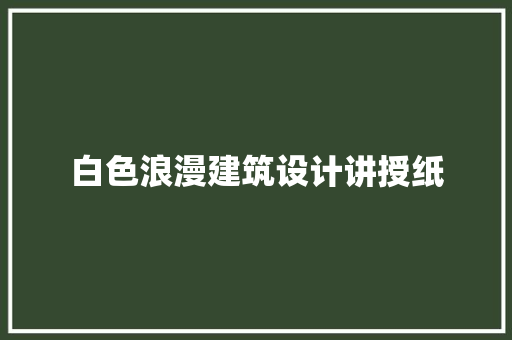 白色浪漫建筑设计讲授纸 常用建材