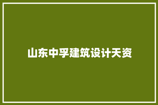 山东中孚建筑设计天资 设计原则