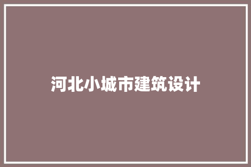 河北小城市建筑设计 施工技术