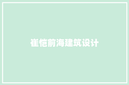 崔恺前海建筑设计 建筑设计