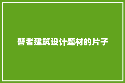 瞽者建筑设计题材的片子 公共建筑设计