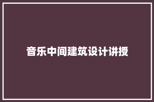 音乐中间建筑设计讲授 施工管理