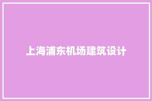 上海浦东机场建筑设计 住宅建筑设计
