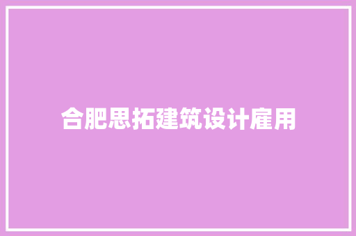 合肥思拓建筑设计雇用 施工管理