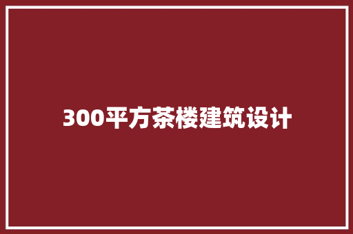 300平方茶楼建筑设计 常用设备