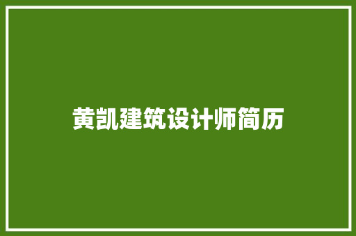 黄凯建筑设计师简历 设计原则