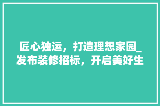 匠心独运，打造理想家园_发布装修招标，开启美好生活新篇章 常用设备