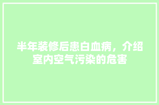半年装修后患白血病，介绍室内空气污染的危害 施工管理