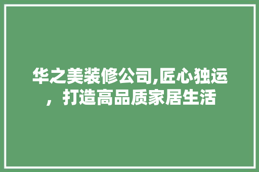 华之美装修公司,匠心独运，打造高品质家居生活 施工工艺
