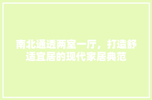 南北通透两室一厅，打造舒适宜居的现代家居典范 住宅建筑设计