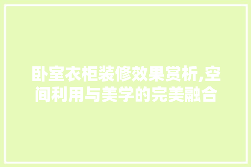 卧室衣柜装修效果赏析,空间利用与美学的完美融合 施工管理