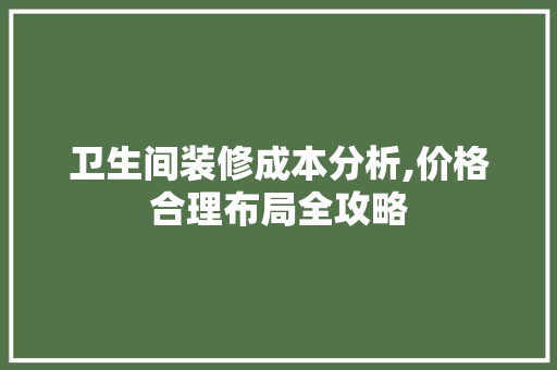 卫生间装修成本分析,价格合理布局全攻略 工艺流程