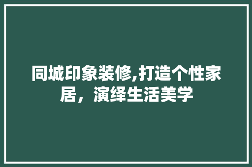同城印象装修,打造个性家居，演绎生活美学 工艺流程