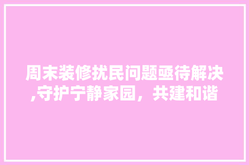 周末装修扰民问题亟待解决,守护宁静家园，共建和谐社区 建筑设计
