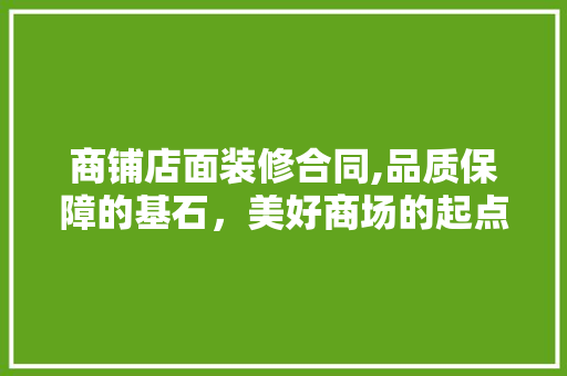 商铺店面装修合同,品质保障的基石，美好商场的起点 建筑法规