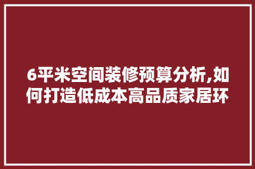 6平米空间装修预算分析,如何打造低成本高品质家居环境 施工管理