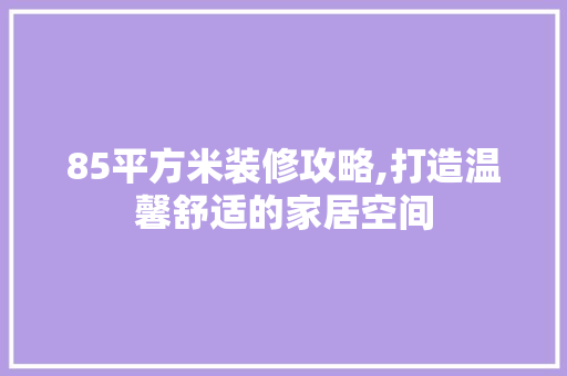 85平方米装修攻略,打造温馨舒适的家居空间