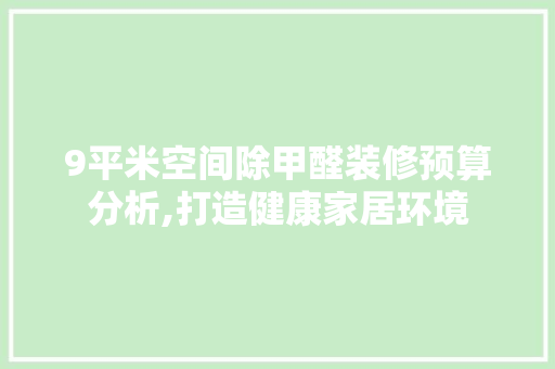 9平米空间除甲醛装修预算分析,打造健康家居环境 常用建材