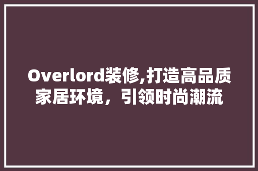 Overlord装修,打造高品质家居环境，引领时尚潮流 工艺流程